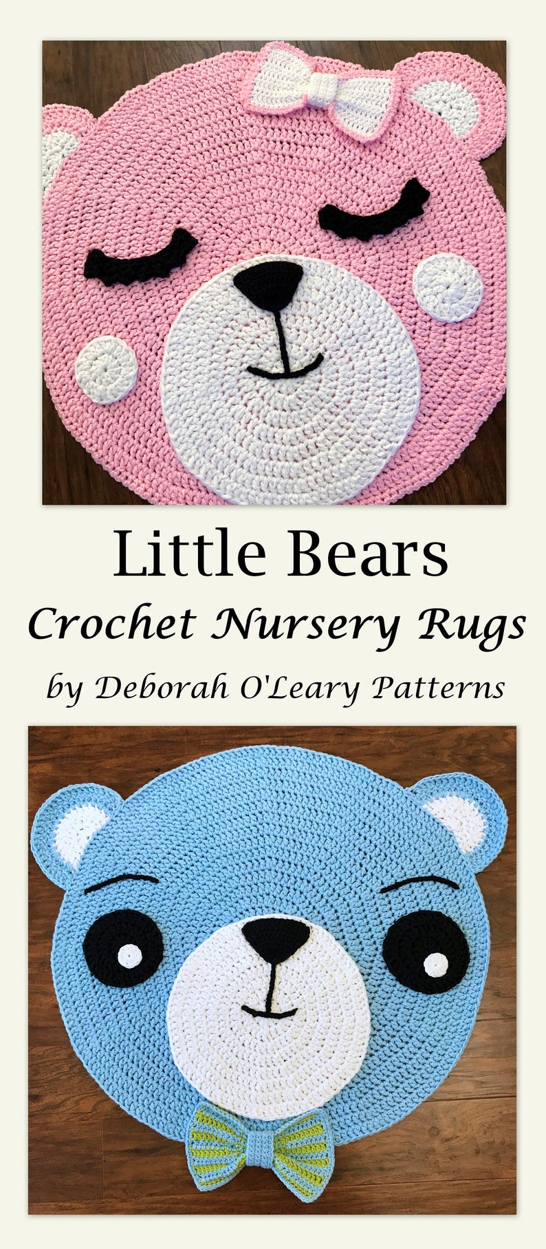Crochet Rug PATTERN Crochet Bear Rug Nursery Rug Pattern Little Bears Nursery Rugs by Deborah O'Leary Patterns English Only image 2