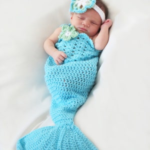 Mermaid Tail Crochet Pattern Newborn to 5T Mermaid Photo Prop Baby Bikini Top by Deborah O'Leary Patterns English Only image 6