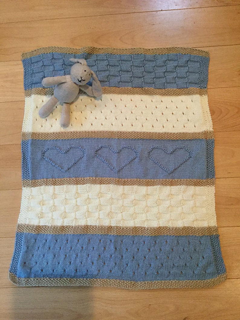 Knit Baby Blanket Pattern Heart Baby Blanket Pattern Easy Etsy