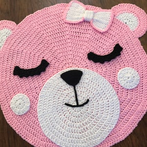 Häkelteppich PATTERN - Gehäkelter Bärenteppich - Gehäkelter Teppich fürs Kinderzimmer - Kleine Bären