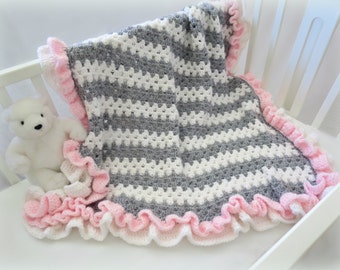 Crochet Baby Blanket Pattern - Easy Crochet Patterns by Deborah O'Leary - English Only