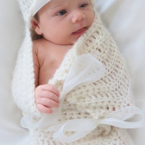 Crochet Baby Cocoon and Hat Pattern Newborn Photo Prop CROCHET PATTERN Baby Bows Crochet Patterns by Deborah O'Leary English Only image 4