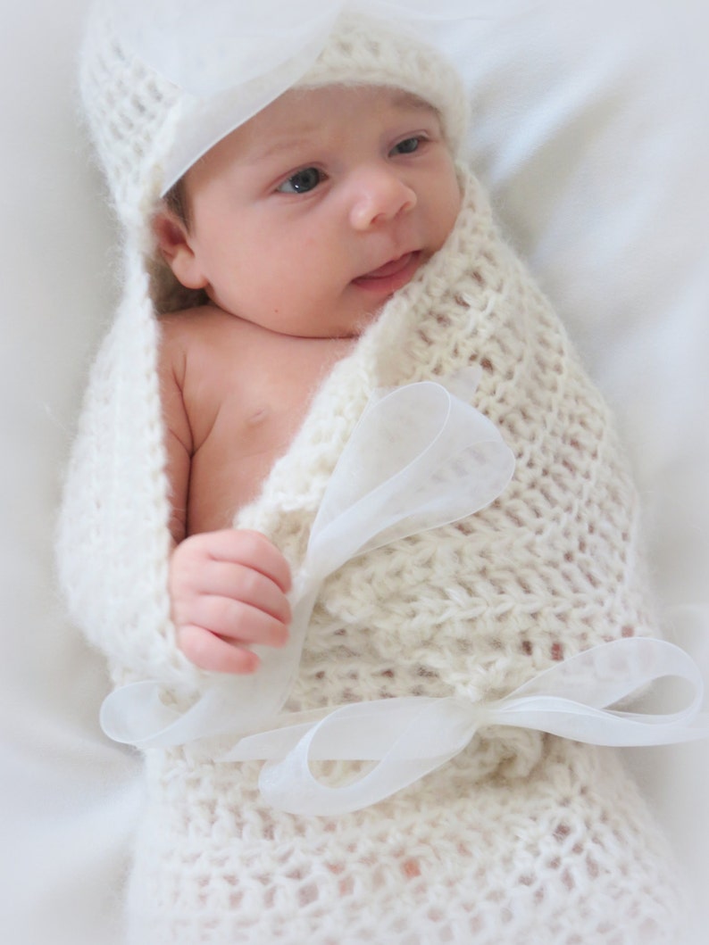 Crochet Baby Cocoon and Hat Pattern Newborn Photo Prop CROCHET PATTERN Baby Bows Crochet Patterns by Deborah O'Leary English Only image 4