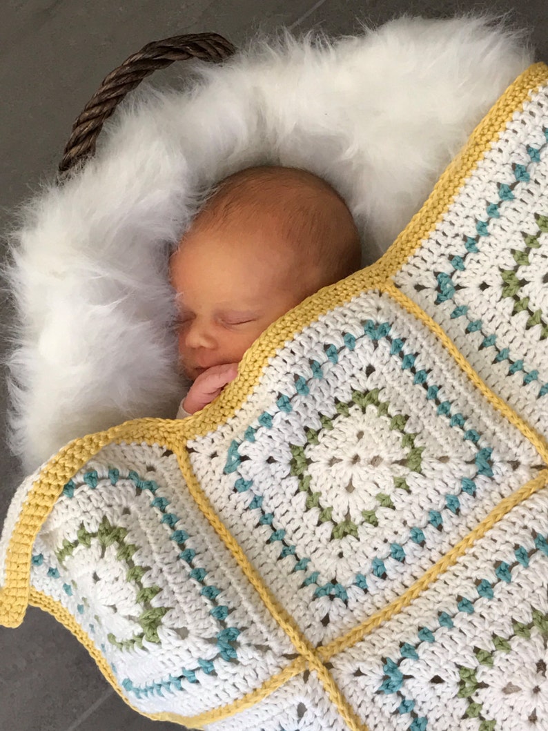 Crochet Baby Blanket Pattern Chunky Granny Squares Farmhouse Square Throw Easy Pattern by Deborah O'Leary Patterns English Only image 1