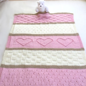 Baby Blanket Pattern, Heart Baby Blanket Pattern Easy Knitting Pattern by Deborah O'Leary English Only image 2