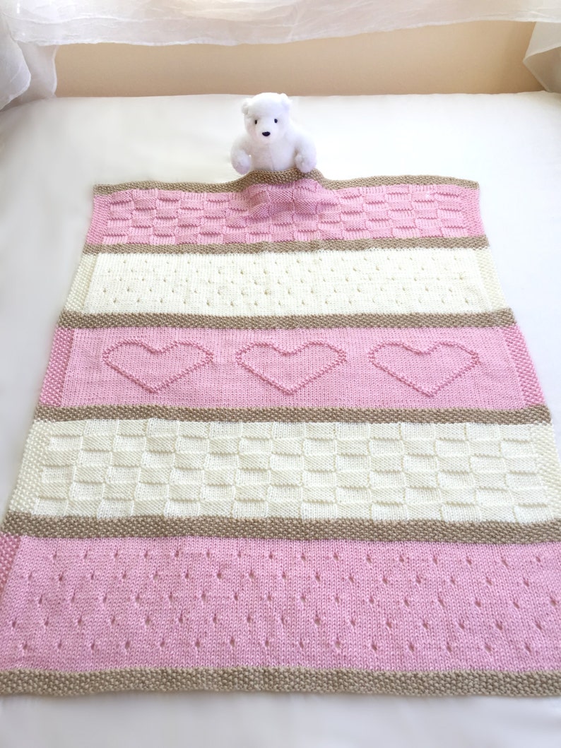 Baby Blanket Pattern, Heart Baby Blanket Pattern Easy Knitting Pattern by Deborah O'Leary English Only image 2