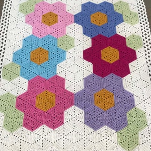 Crochet Baby Blanket Pattern Crochet Heart Hexagon Pattern Easy Pattern by Deborah O'Leary Patterns English Only image 5