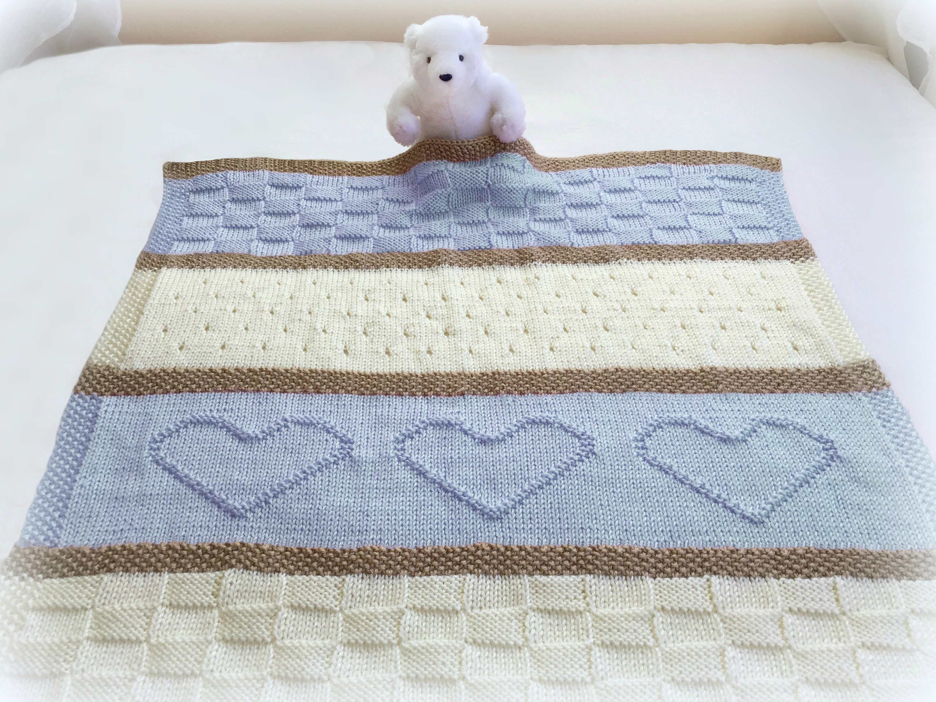 Knit Baby Blanket Pattern Heart Baby Blanket Pattern Easy - Etsy Australia