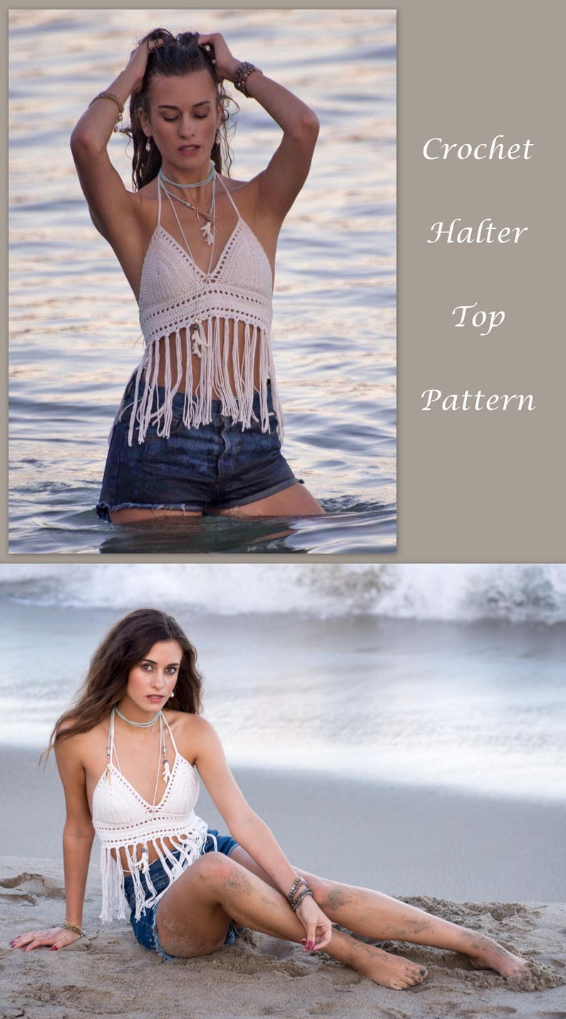 Crochet Halter Top Pattern Festival Halter Top Crop Top Crochet Pattern EASY Patterns by Deborah O'Leary Patterns English Only image 1