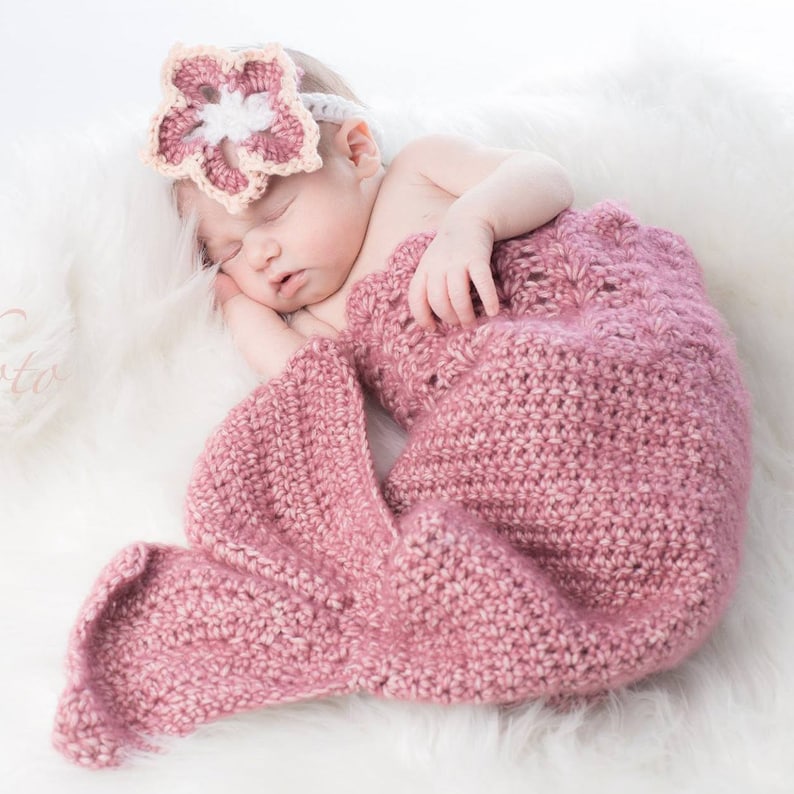 Mermaid Tail Crochet Pattern Newborn to 5T Mermaid Photo Prop Baby Bikini Top by Deborah O'Leary Patterns English Only image 3