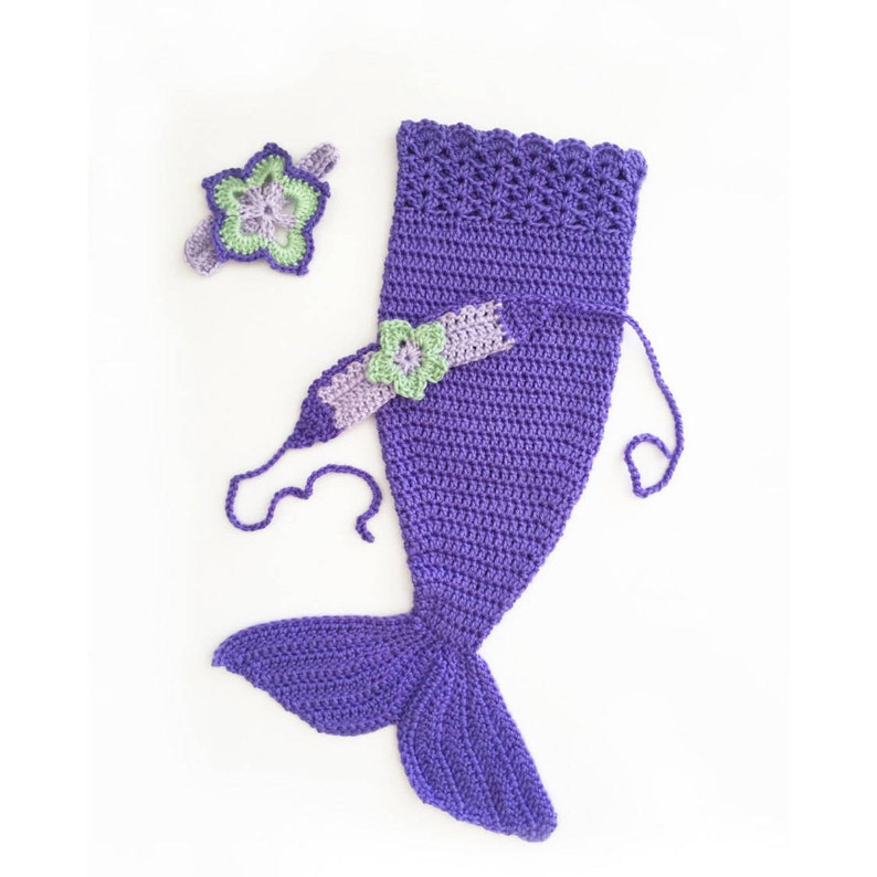 Mermaid Tail Crochet Pattern Newborn to 5T Mermaid Photo Prop Baby Bikini Top by Deborah O'Leary Patterns English Only image 4