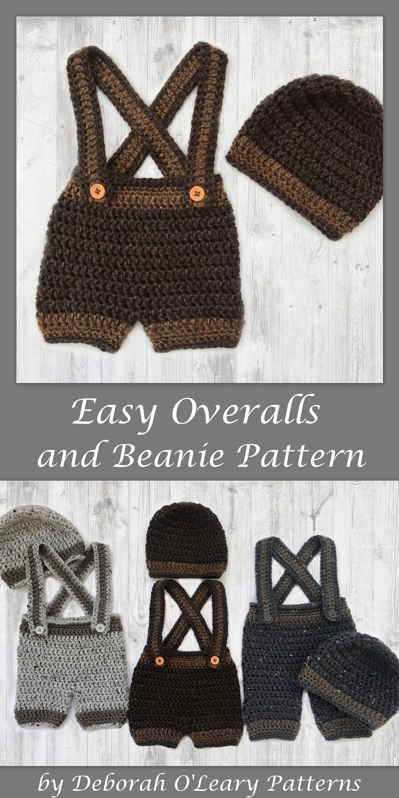 Crochet Baby Beanie and Pants Pattern Pants Shorts Overalls Suspenders Easy Pattern by Deborah O'Leary Patterns English Only image 2