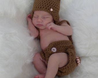 Crochet Bear Diaper Cover and Hat Pattern, Newborn Baby Crochet Pattern - by Deborah O'Leary Patterns - English Only