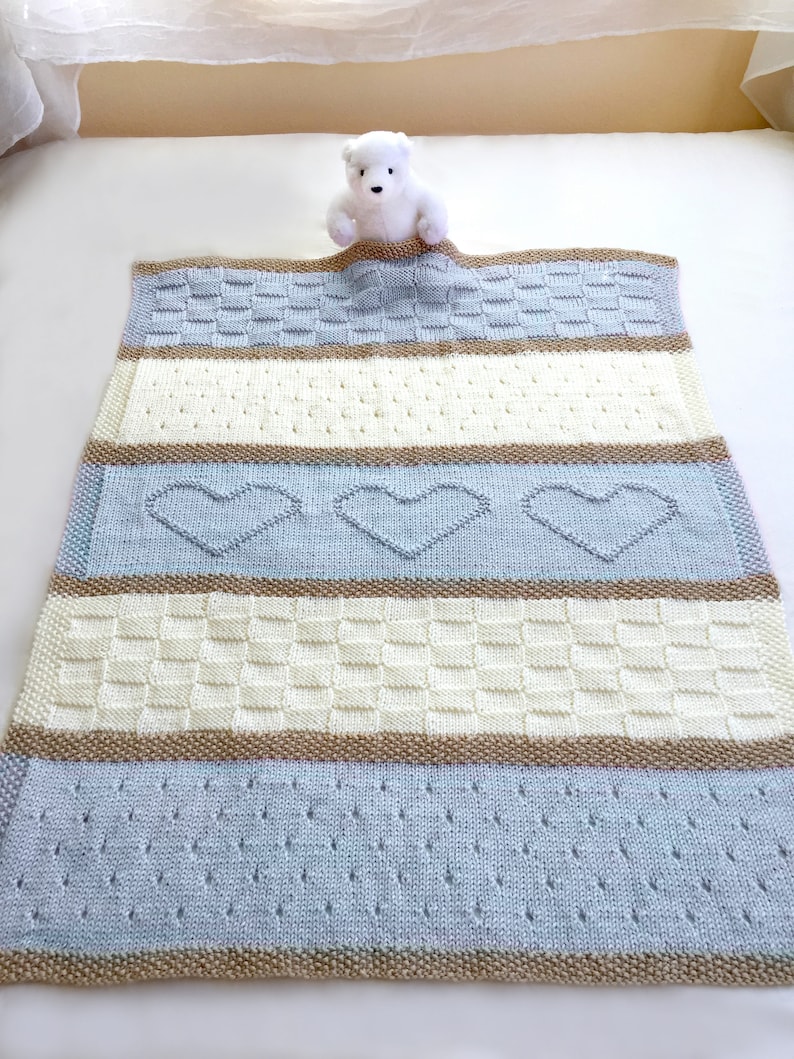 Knit Baby Blanket Pattern Heart Baby Blanket Pattern Easy Etsy
