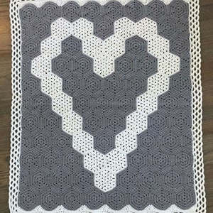 Crochet Baby Blanket Pattern Crochet Heart Hexagon Pattern Easy Pattern by Deborah O'Leary Patterns English Only image 3