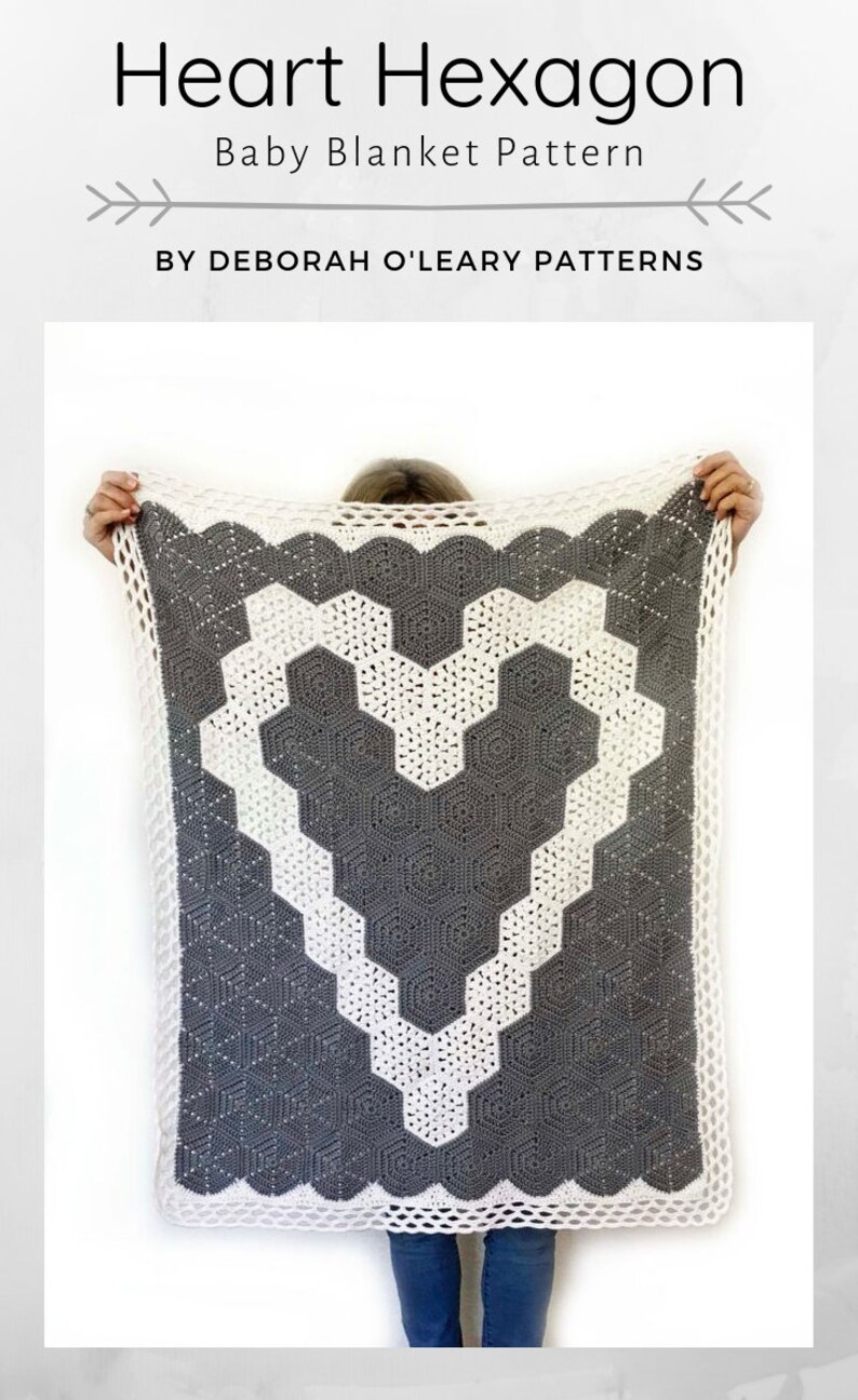 Crochet Baby Blanket Pattern Crochet Heart Hexagon Pattern Easy Pattern by Deborah O'Leary Patterns English Only image 2