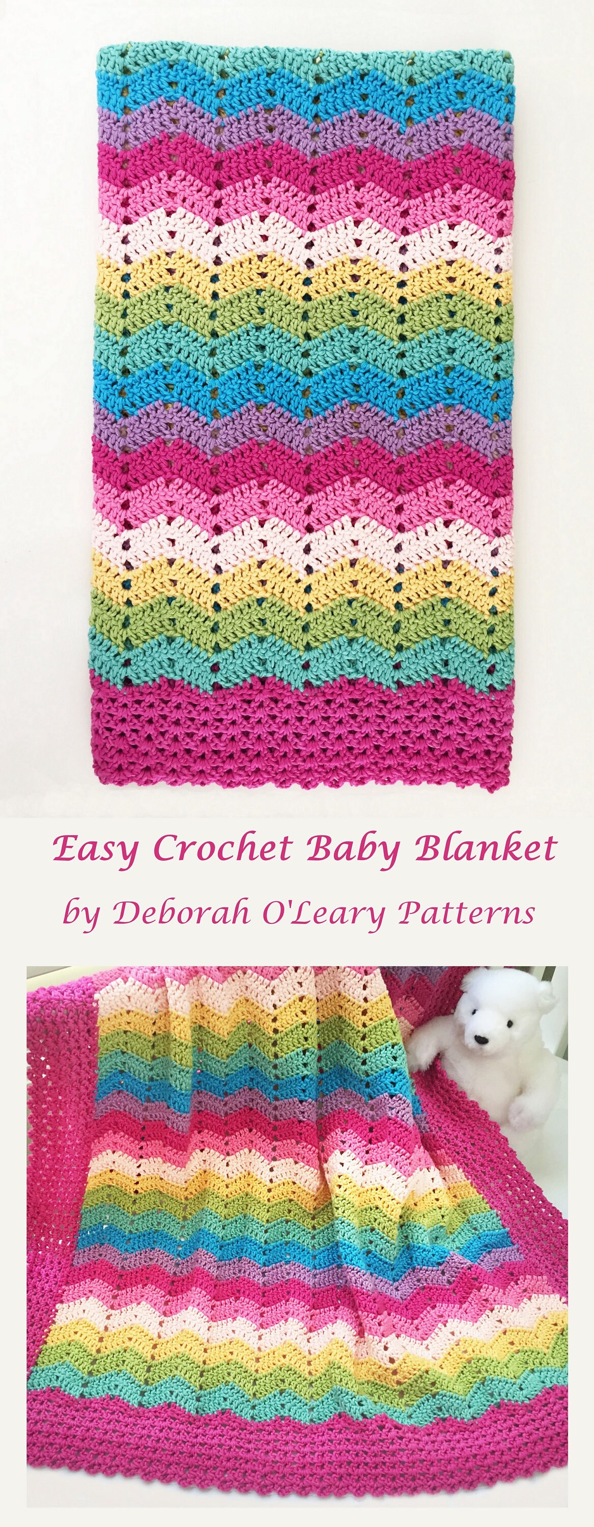 かぎ針編みのベビーブランケットのパターン - シェブロン ベビー