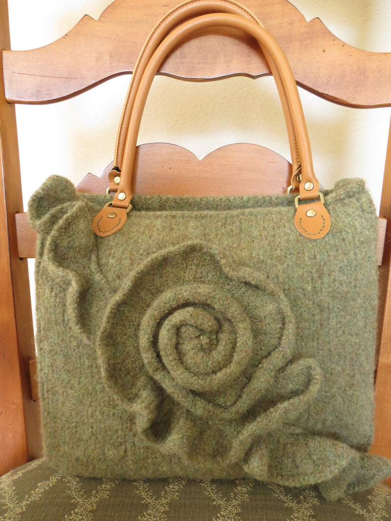 Knit and Felted Purse Pattern, Knit Bag Pattern Knit Tote Pattern Knit Purse Knitting Patterns by Deborah O'Leary English Only image 1