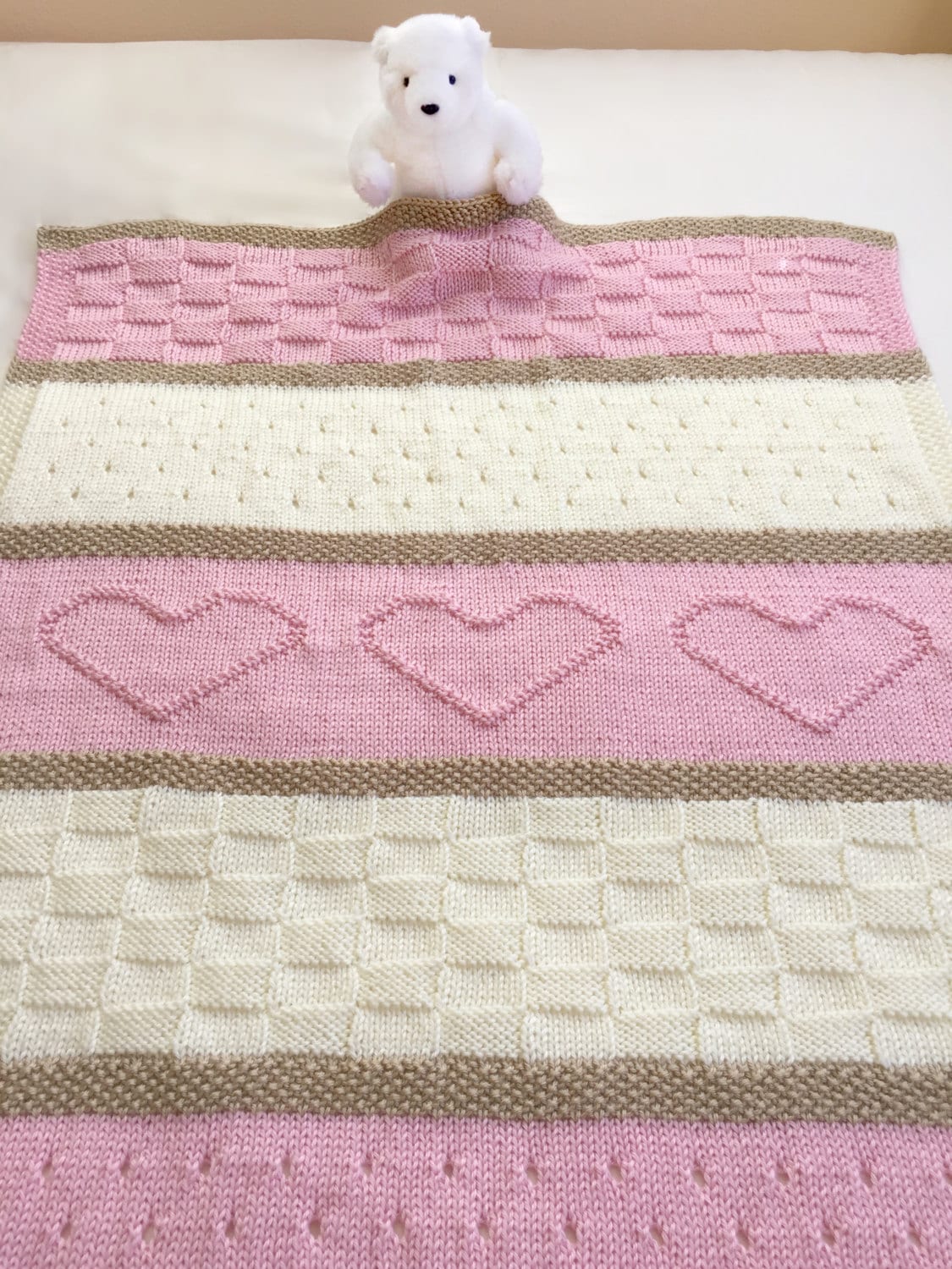 Knit Baby Blanket Pattern Heart Baby Blanket Pattern Easy Etsy