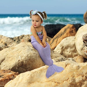 Mermaid Tail Crochet Pattern Newborn to 5T Mermaid Photo Prop Baby Bikini Top by Deborah O'Leary Patterns English Only image 2