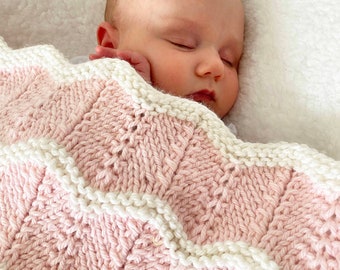 Knit Baby Blanket Pattern - Cheyenne Blanket - Easy Pattern - by Deborah O'Leary Patterns