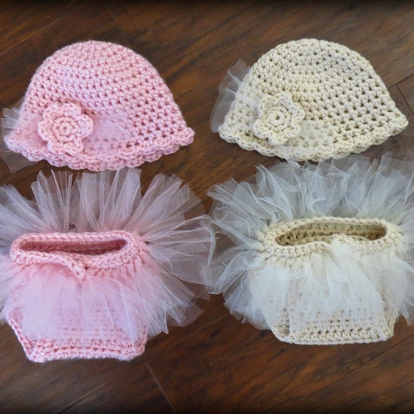 Newborn Baby Photo Prop - Crochet Diaper Cover Pattern - Hat Pattern - Soaker Pattern - Tutu - Ballet - Crochet Patterns by Deborah O'Leary