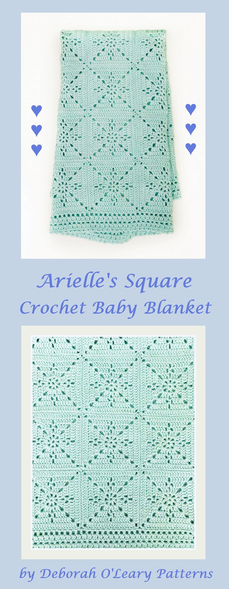 Crochet Baby Blanket Pattern Arielle's Square Easy Granny Square Pattern by Deborah O'Leary Patterns English Only image 2