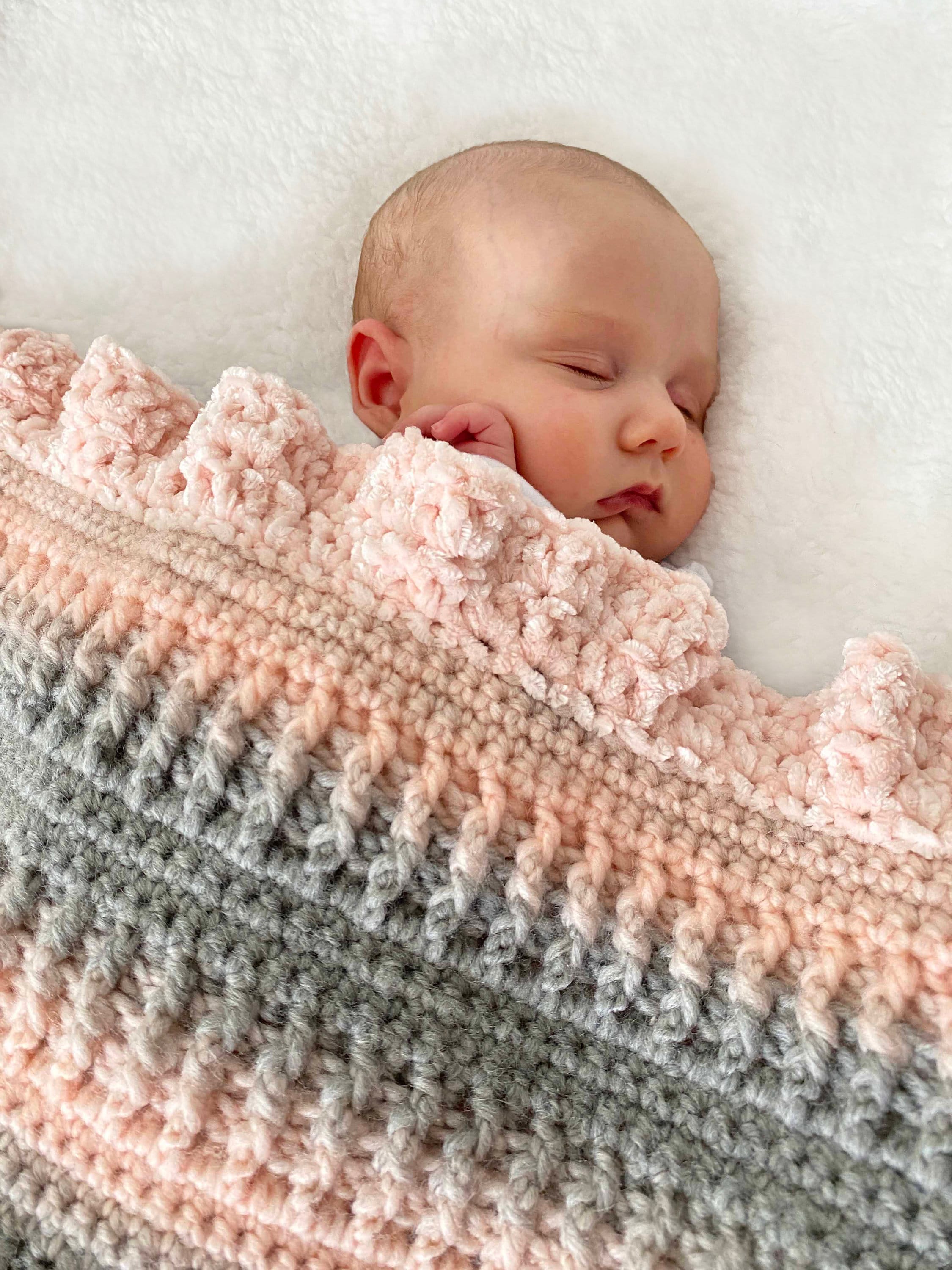 Pink and Gray Crochet Baby Blanket Etsy Canada