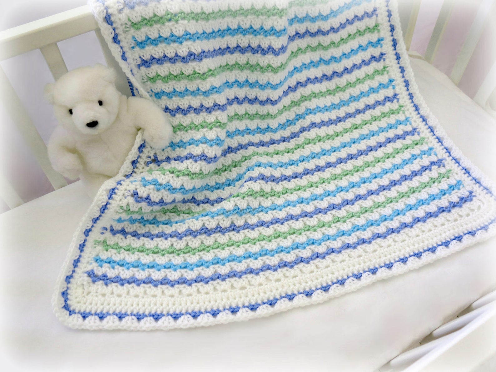 Crochet Baby Blanket Pattern Striped Baby Blanket Pattern Etsy
