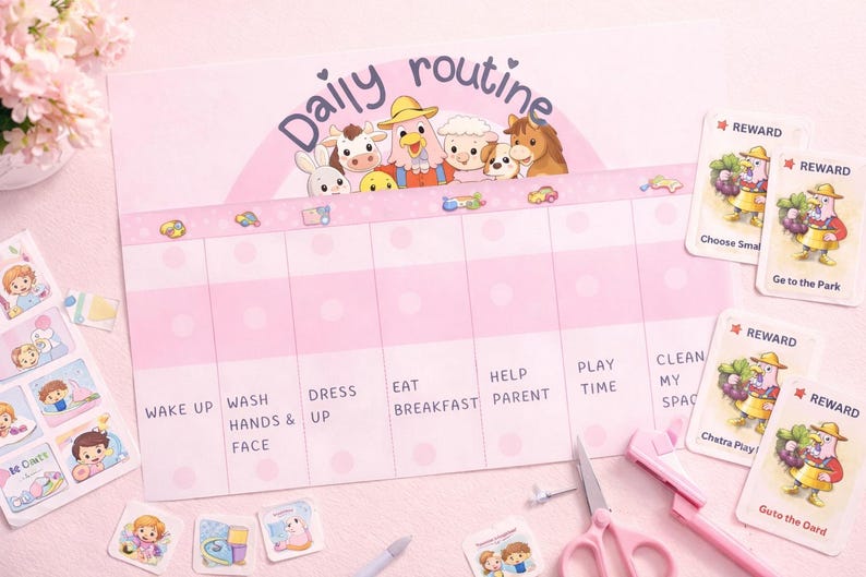 Daily Routine Chart for Kids | Printable Visual Routine | Toddler Daily ...