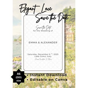 Elegant Lace Save the Date Template | Minimalist Wedding Invitation (Digital Download)