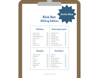 Rink Rat Checklist | Hockey Game Printable | Arctic Blue | Kids Packing List | Instant Download PDF