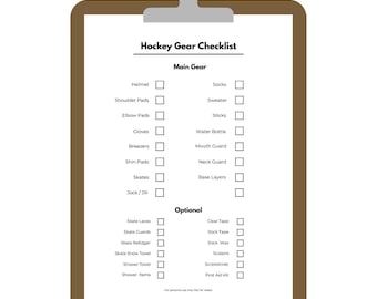 Hockey Gear Checklist Printable | Breezers Version | Black Print I Instant Download PDF