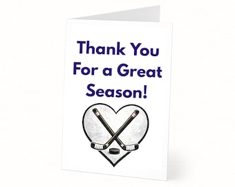 Hockey Thank You Card | Coach, Manager Appreciation (PDF Download)