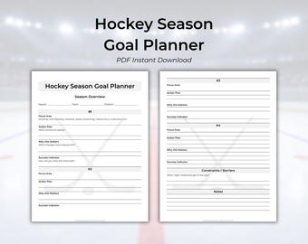 Hockey Season Goal Planner, Player Development Tracker (PDF Download)