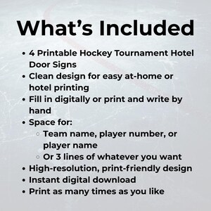 Youth Hockey Tournament Hotel Door Sign Bundle, Printable Travel Decor (PDF) image 3
