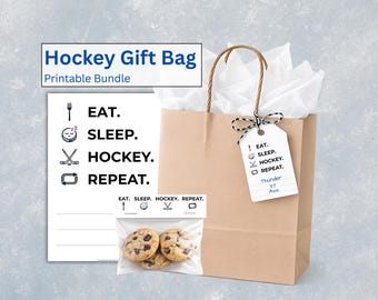 Hockey Gift Bag Printable Bundle | Team Party Favors (PDF Download)