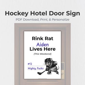Rink Rat Hockey Hotel Door Sign, Printable Travel Decor (PDF Pattern)