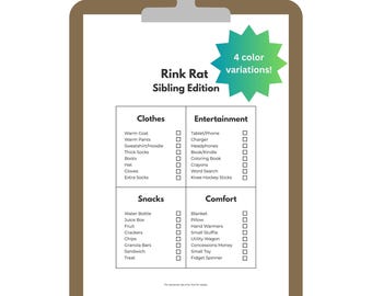 Rink Rat Sibling Edition | 4-Color Bundle | Hockey Kids Packing List | Instant Download PDF