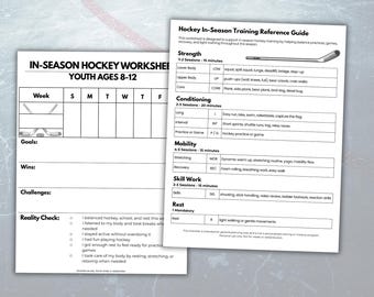 Youth Hockey In-Season Training Worksheet | Printable Hockey Planner (Ages 8–12)