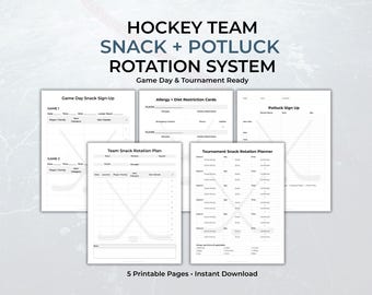 Hockey Team Snack Sign Up Sheet & Potluck Planner | Tournament Snack Rotation Printable