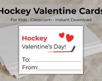Hockey Valentine’s Day Card | Hockey Valentine for Kids | Printable Classroom Valentine | Sports Valentine | Instant Download