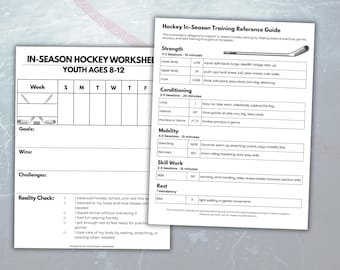 In-Season Hockey Training Worksheet for Youths | Weekly Hockey Planner + Training Reference Guide | Winter Hockey Conditioning PDF