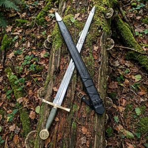 Espada larga de caballero Excalibur forjada a mano – Espada medieval de colección de acero al carbono 5160