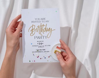 Custom Birthday Invitation Card, Kid Party, Printable Invite (Digital Download)