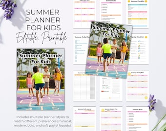 Summer Planner for Kids | Editable, Printable (Digital Download)