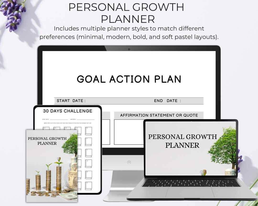 Personal Growth Planner Printable & Editable, Self-improvement Journal ...