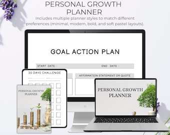 Personal Growth Planner: Goal Action, 30-Day Challenge (Digital Download)