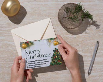 Festive Christmas Greetings Card, Holiday Wishes