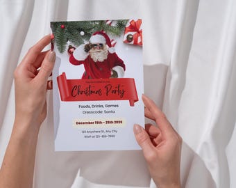 Custom Christmas Party Invitation Card, Festive Holiday Invite